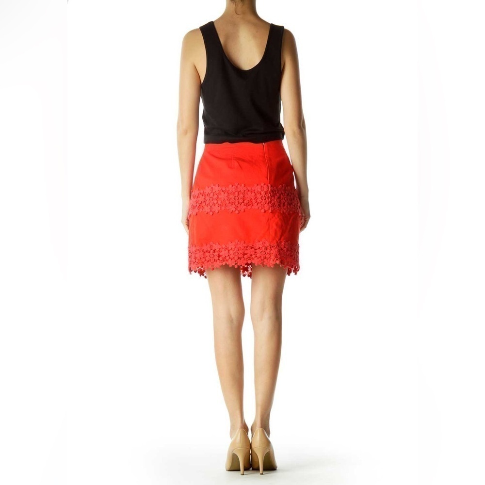 J Crew Crochet Lace Red Skirt - Picture 3 of 9